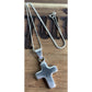 Vintage Sterling Silver Puffy Cross Pendant Necklace Rounded Cross