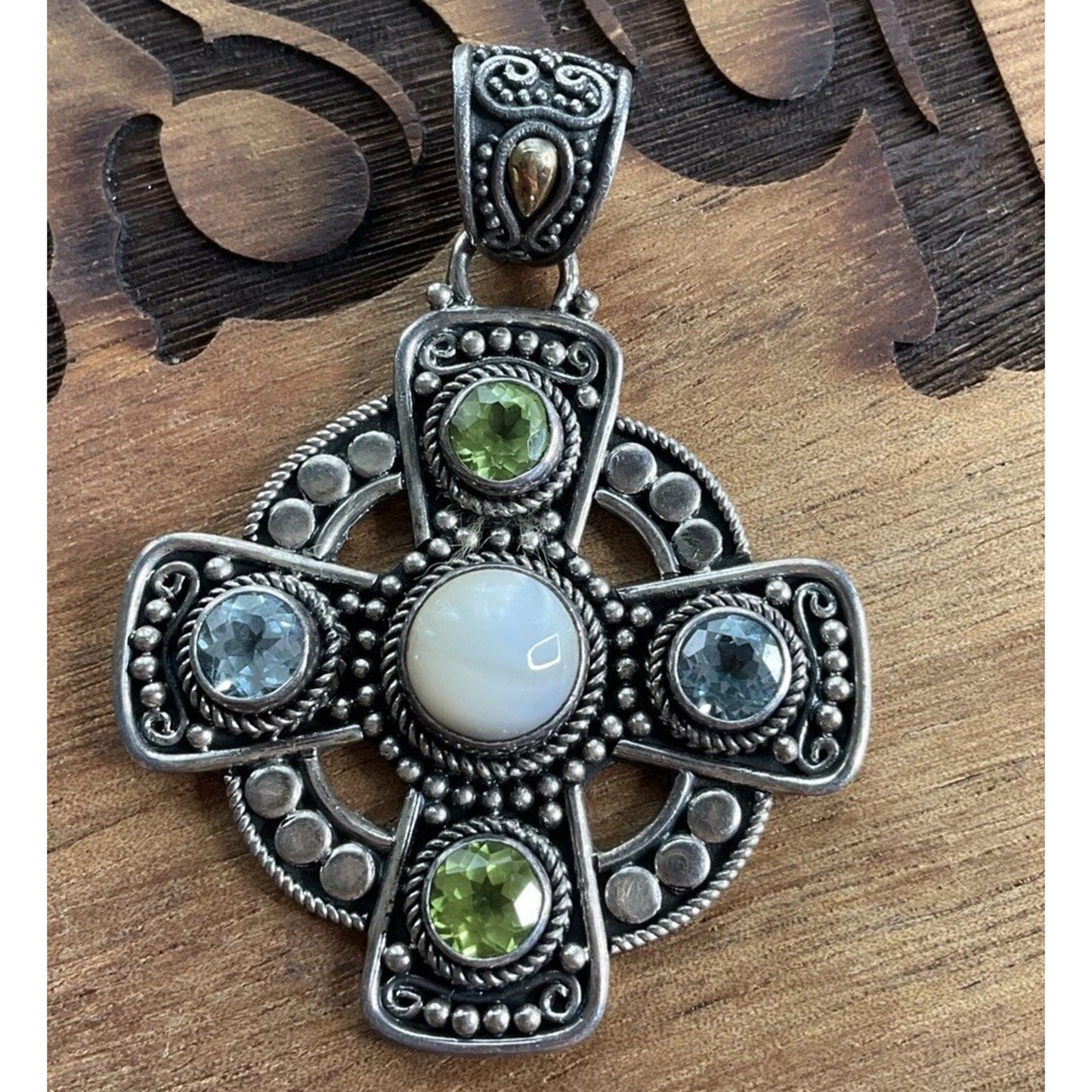 Sterling Silver 18K Gold Accent Pendant Artisan Mixed Metal