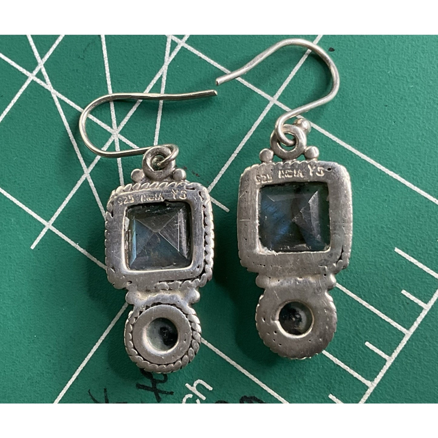 Sterling Silver Labradorite Amethyst Dangle Earrings 925 India