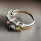 Vintage Sterling Silver Multi Gemstone Ring Rainbow Band Gemstones Ring Sz 7.5