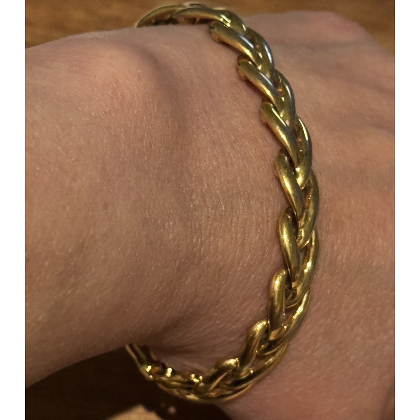Napier Bracelet Vintage Gold Tone Woven Chain Links Chunky Classic 7.5”