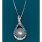 Genuine 10mm Pearl CZ Teardrop Necklace RJ 925 Sterling Silver 17”