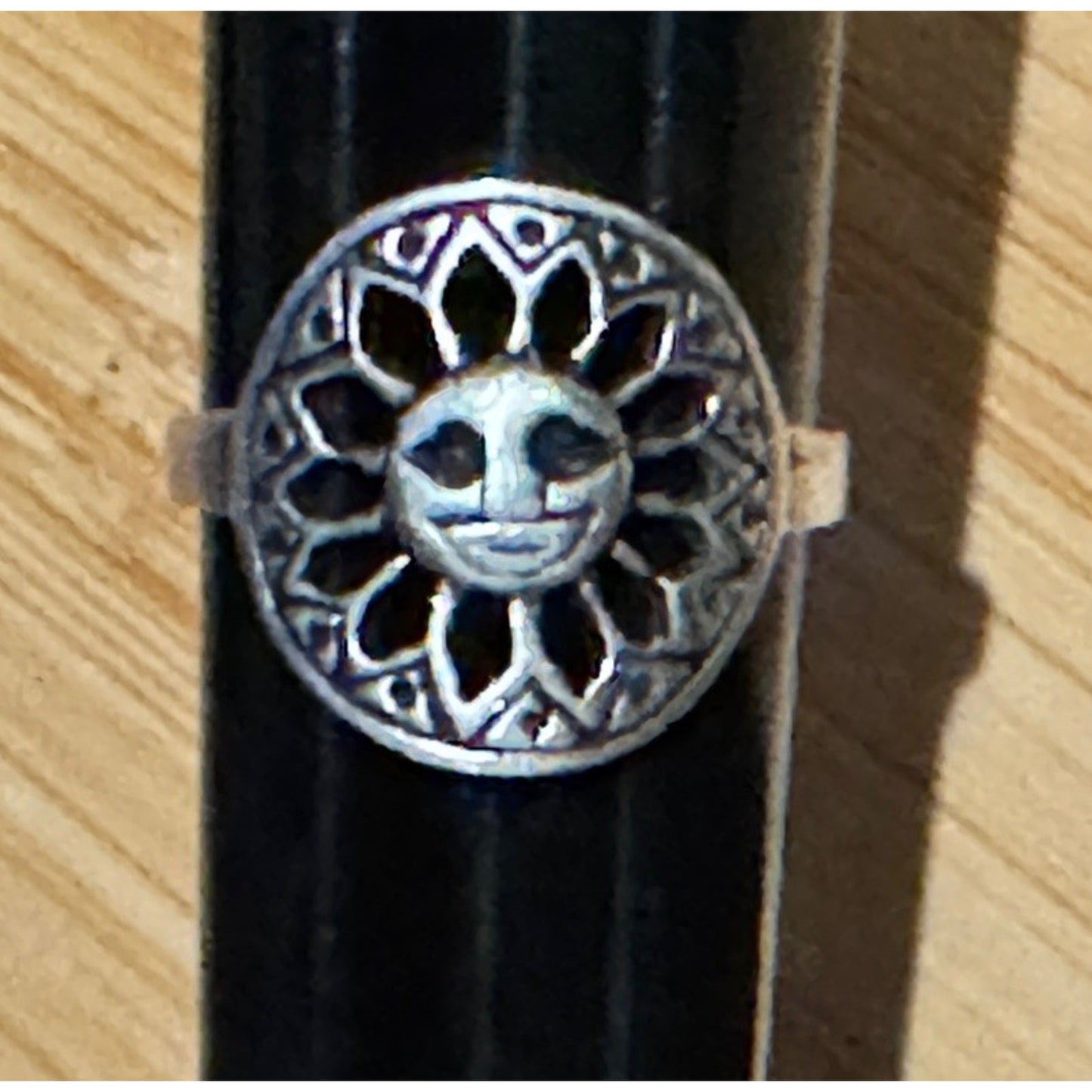 Vintage Sterling Silver Sun Face Y2K Celestial Boho Ring Size 7