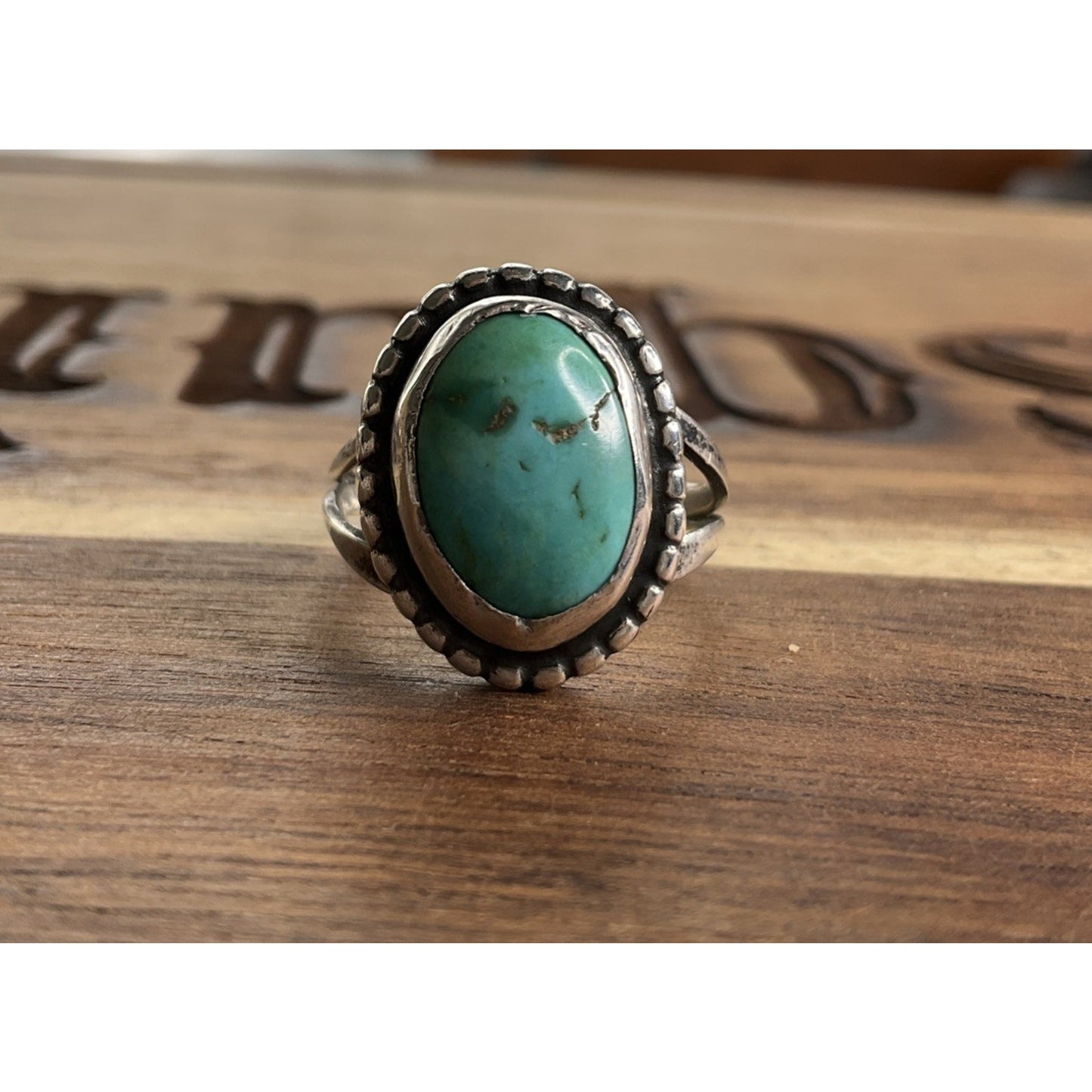 Vintage Sterling Silver Turquoise Ring Sz 7 Navajo Style