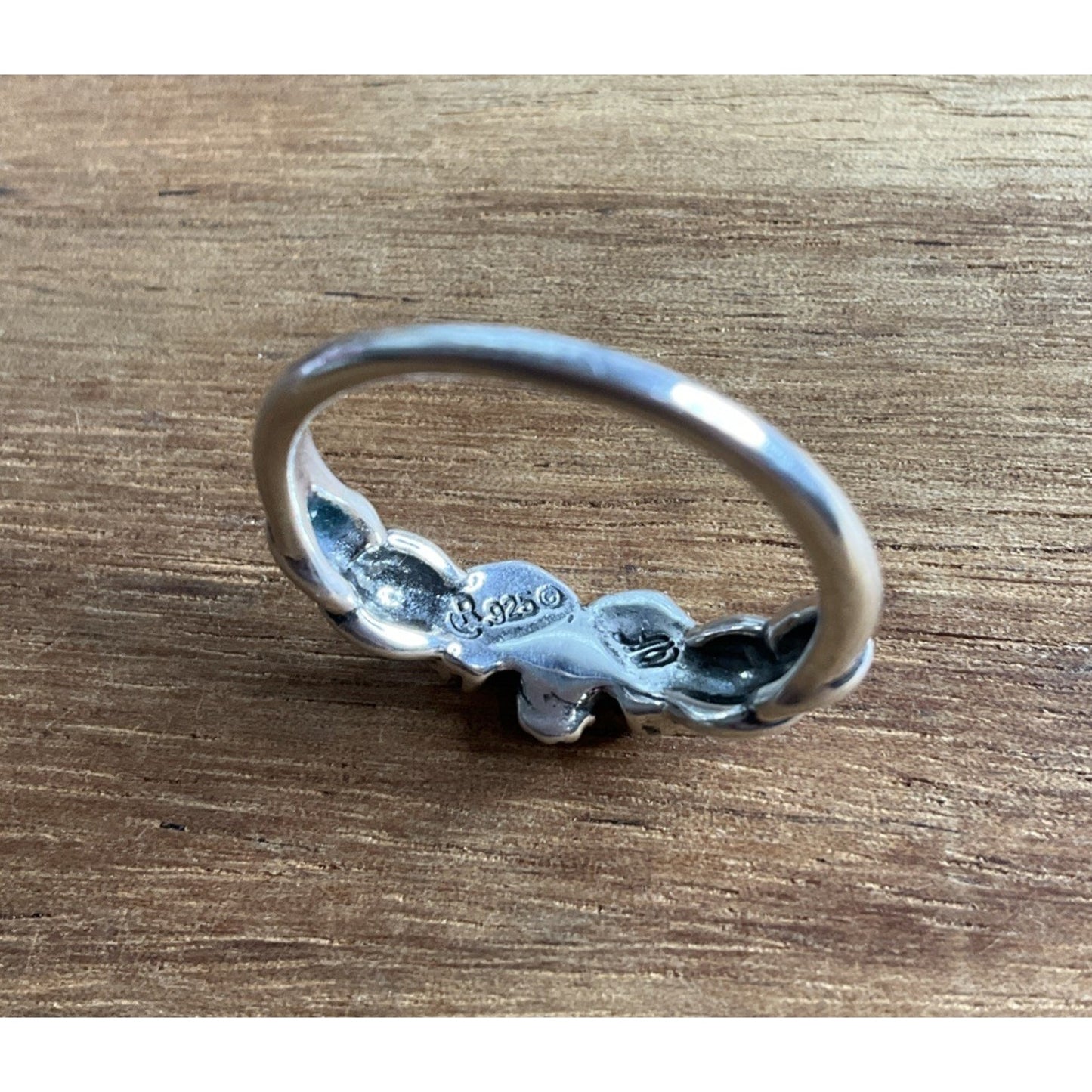 Sterling Silver 925 Ring Mother of Pearl Inlay Beaded Band Size 8.5 QF