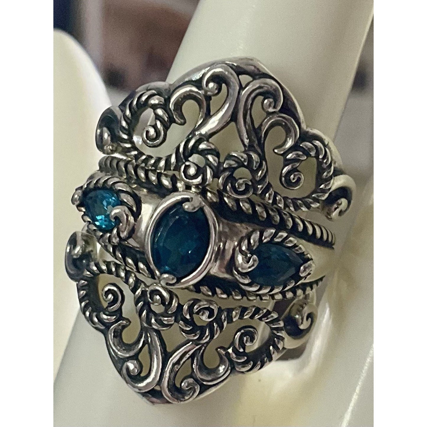 Carolyn Pollack Relios Sterling Silver Blue Gemstone Ring Size 9 Southwestern