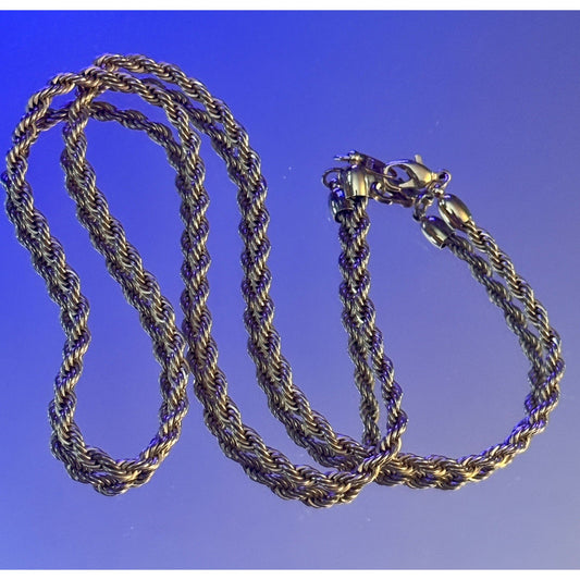Vintage Signed AVON Gold Tone Rope Chain Necklace 20” Twisted Link 17g MINT