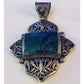 Vintage Sterling Silver Spiderweb Turquoise Cross Pendant 47g Southwestern 3.5”