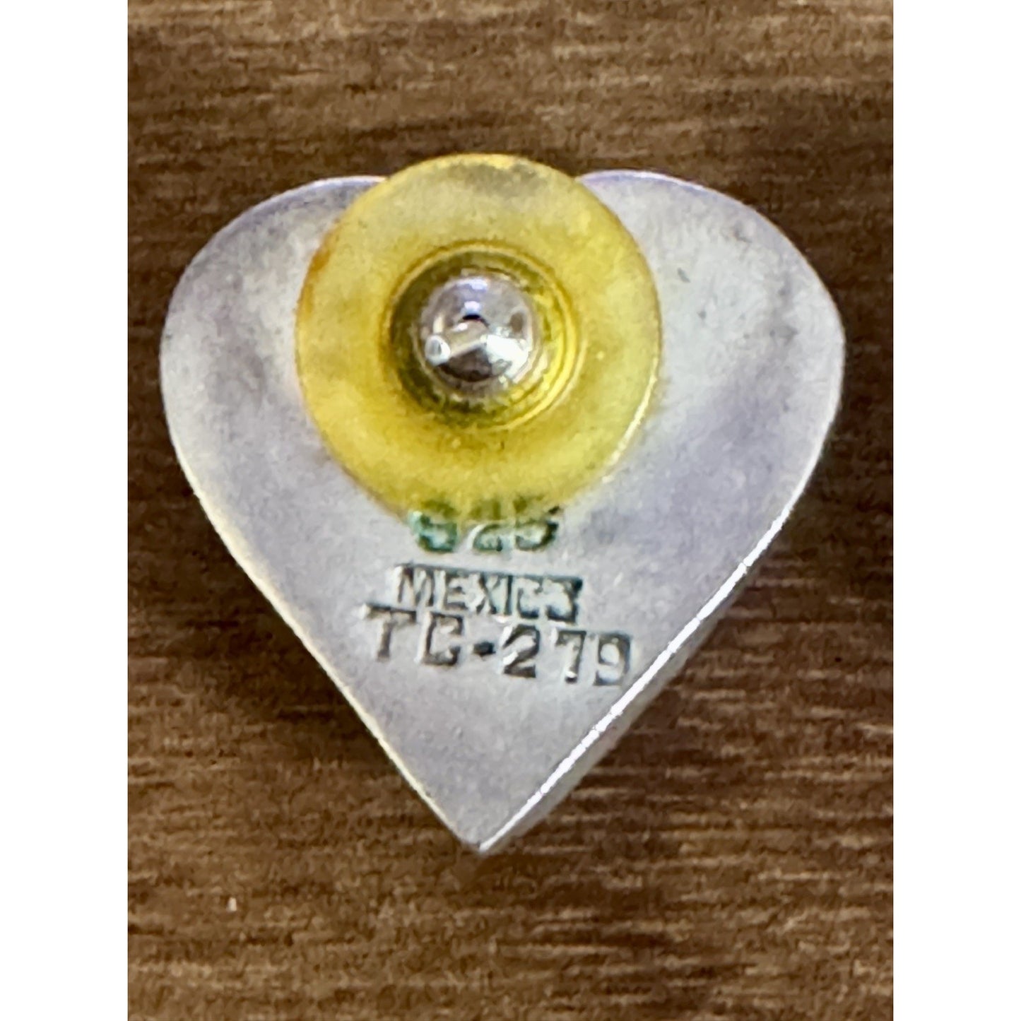 Vintage Mexico Sterling Silver Turquoise Heart Stud Earrings 12.4g TC-279 3/4”