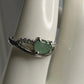 925 Sterling Silver Green Stone Ring Size 8 Oval Cabochon CZ Accent Ring