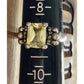 STERLING SILVER VINTAGE 925 Lemon Quartz Cushion Gemstone Ring Size 9