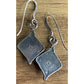 Vintage Sterling Silver Geometric Blue Iridescent Fire Opal Dangle Drop Earrings
