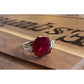 BGE 925 Sterling Silver Ruby Red Cushion Cut Style Ring Size 9