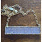 Y2K Kelly Cimber Natural Druzy Lavender Purple Bar Gold Plated Necklace 16-18”