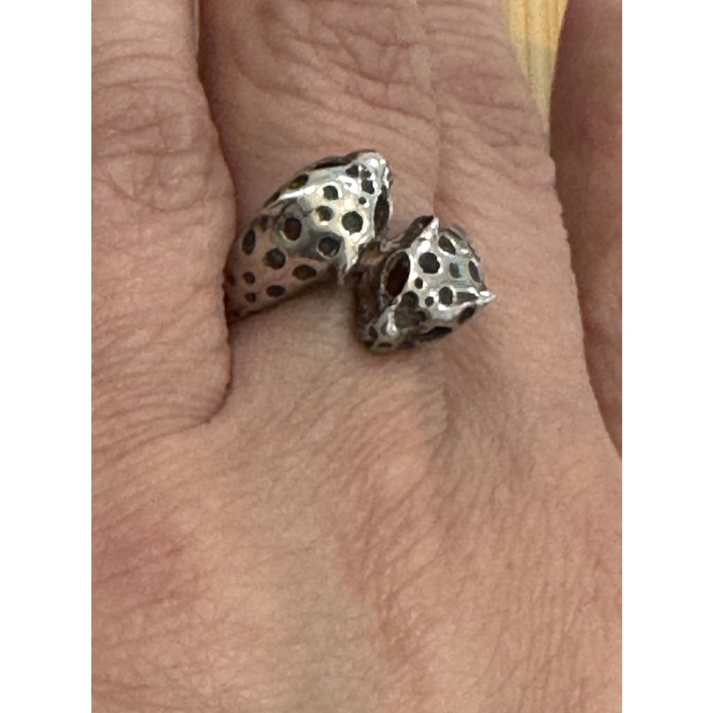 Vintage Jaguar Leopard Panther Cat Wrap Bypass Ring Size 8.5 Signed Vivian