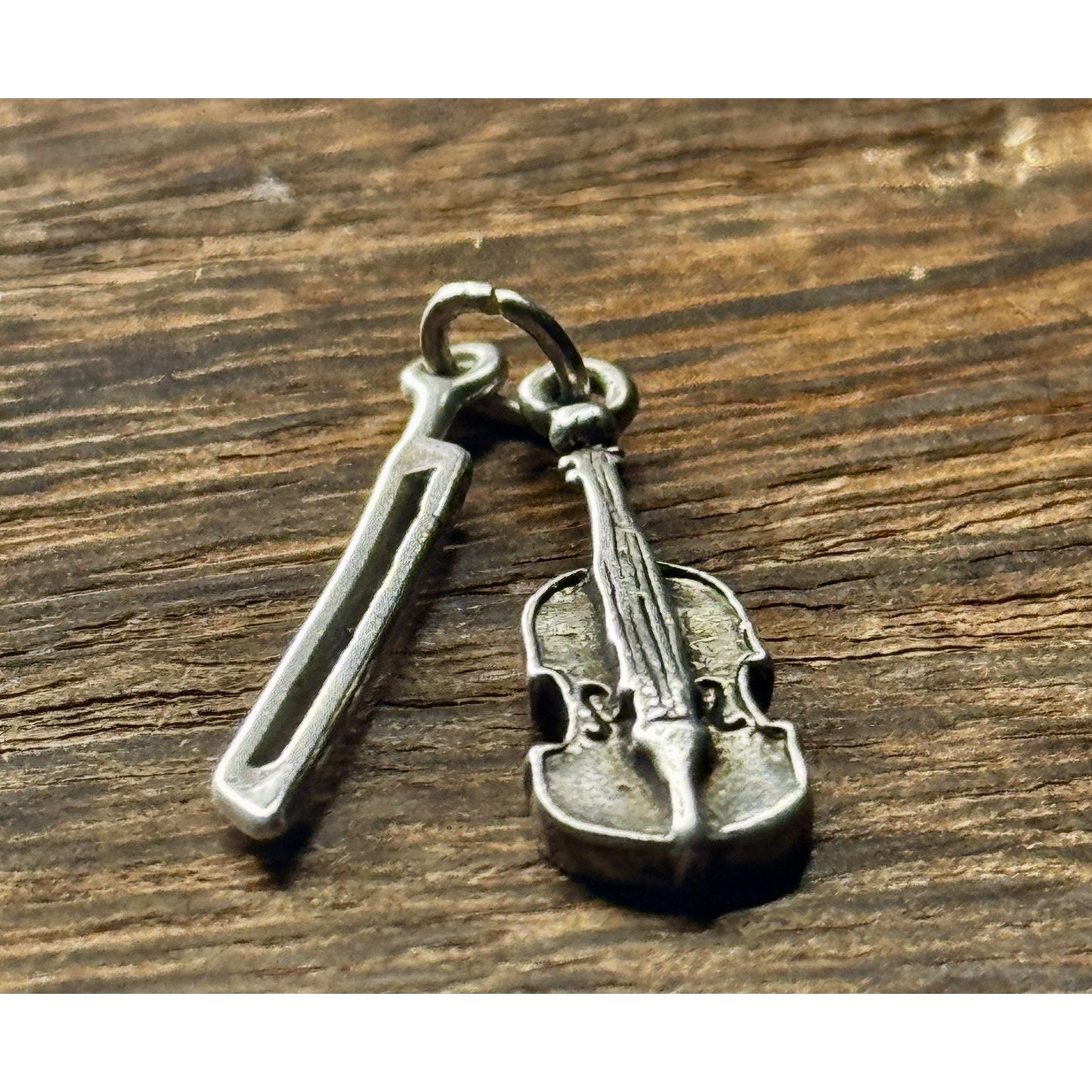 Vintage Sterling Silver Violin With Bow Charm Musical Instrument Charm
