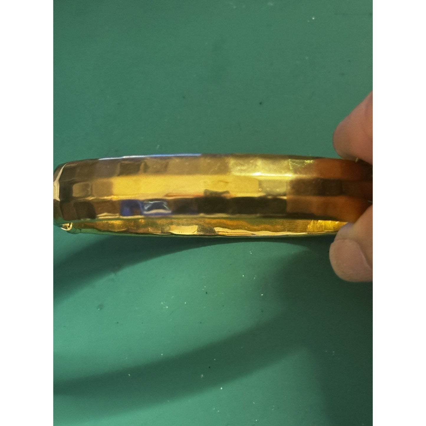 Romanza Italy 18k Gold Plated Hinged Bangle Bracelet Vintage Wide Statement