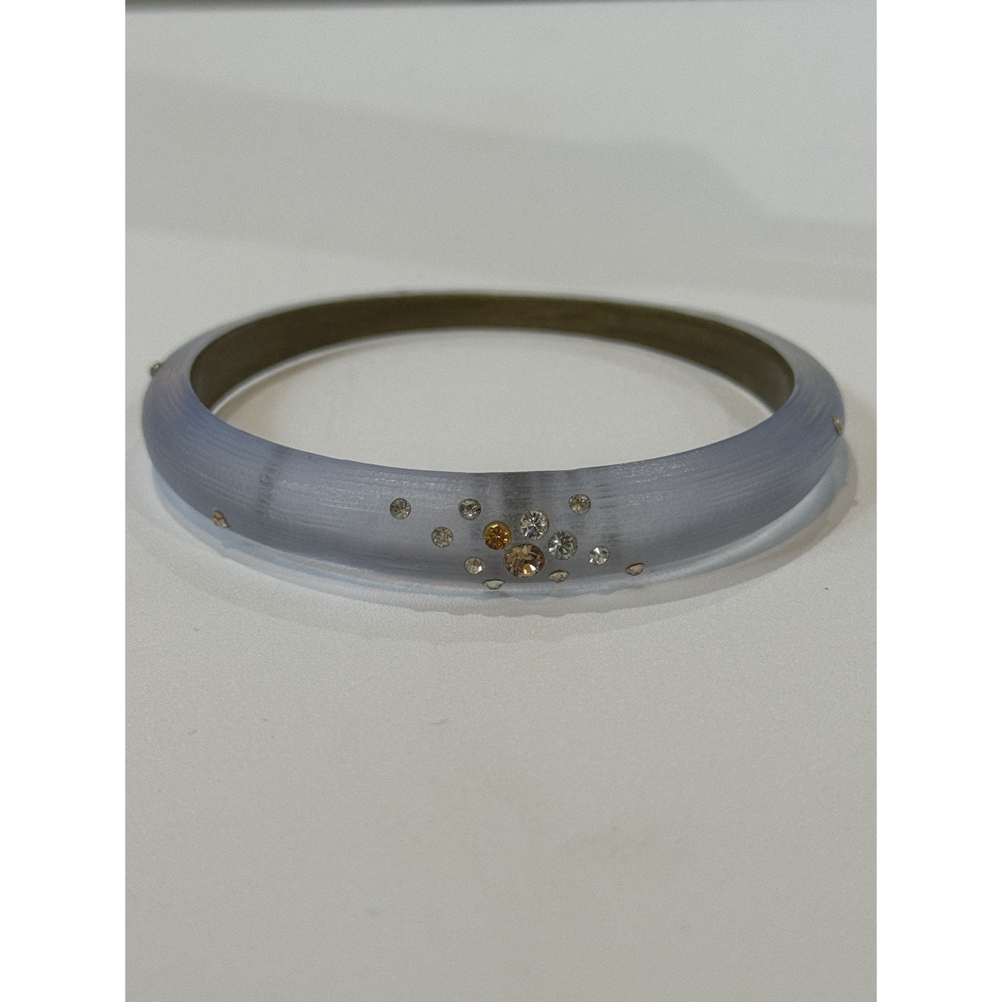 Vintage Rare Alexis Bittar Baby Blue Lucite Crystal Cluster Bangle Bracelet Pre-Owned