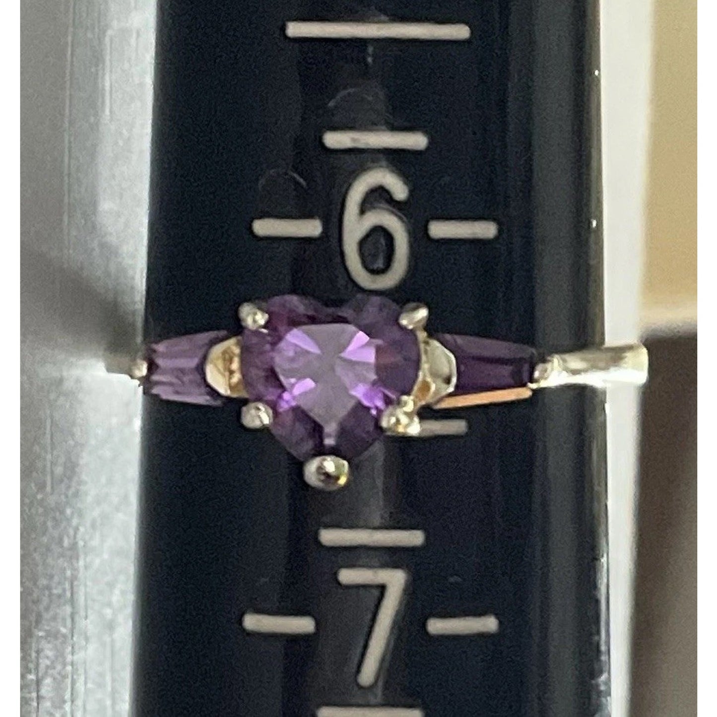 Sterling Silver Amethyst Heart Ring Purple Gemstone Accent 925 Ring Size 6.5