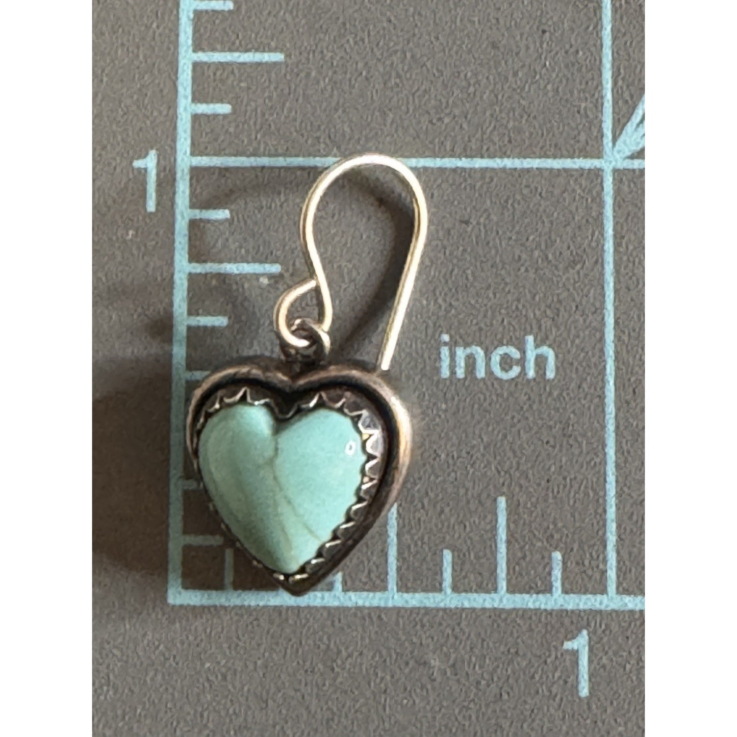 Vintage Sterling Silver 925 Turquoise Heart Dangle Earrings Artisan Southwest 5g