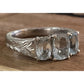 Vintage Style 3 Stone Ring 925 Sterling Silver Cushion Cut Trilogy Ring Size 7.5