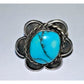 Vintage Navajo Sterling Silver Kingman Turquoise Statement Ring Rope Bezel Sz 6