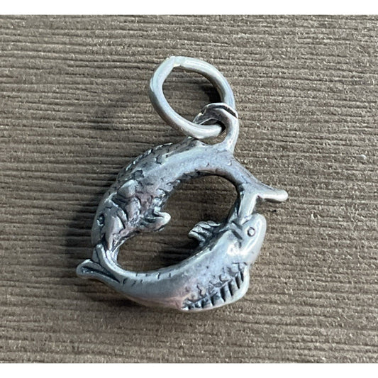 Vintage Sterling Silver Double Dolphin Charm