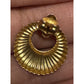 Vintage Simply Whispers RR Gold Tone Ribbed Hoop Door Knocker Pierced Earrings