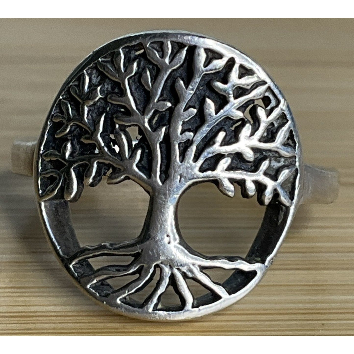 Sterling Silver Tree of Life Ring Size 8 Round Openwork 925 Nature Celtic