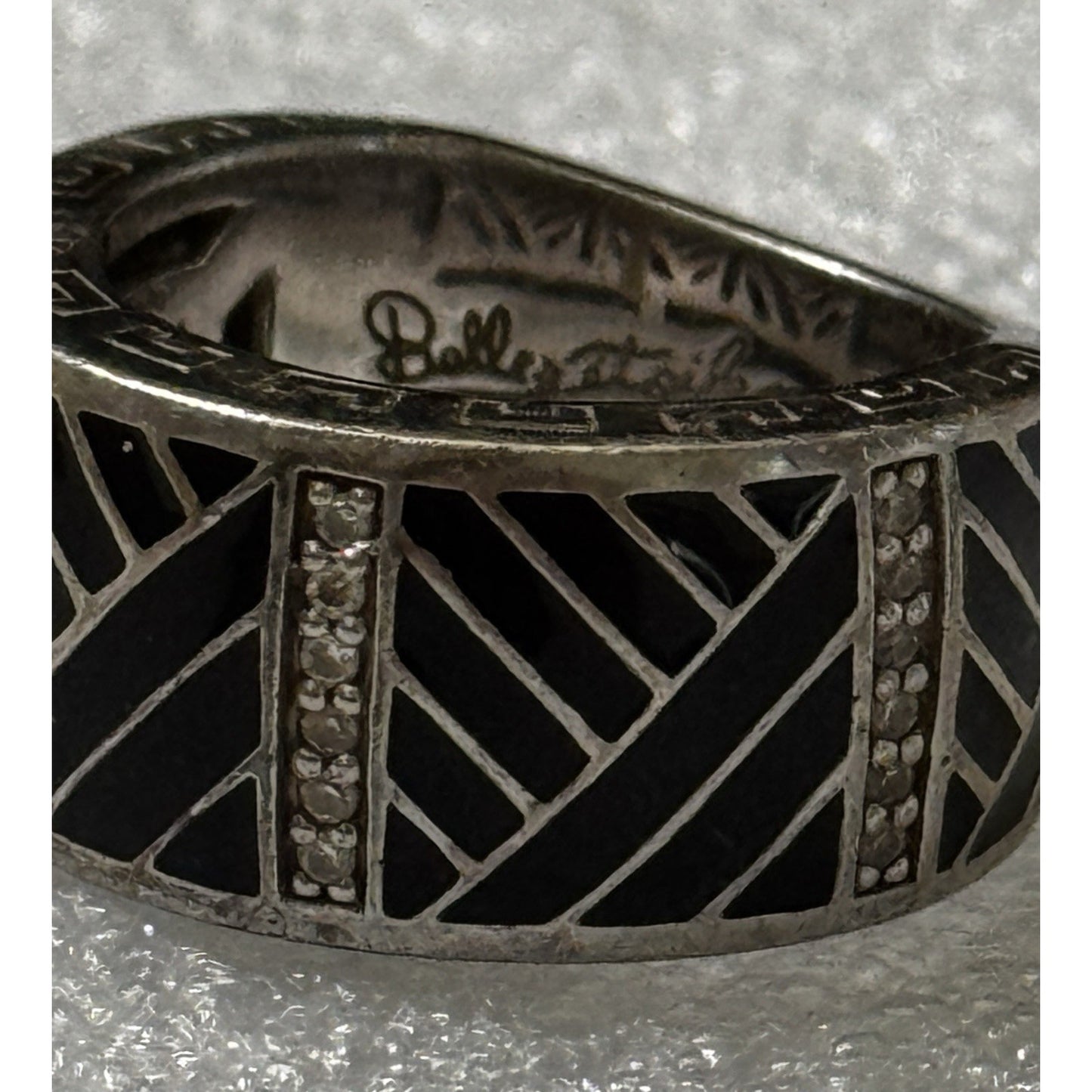 Belle Étoile Laguna Ring Sterling Silver Black Enamel Size 6.5 SOLD OUT
