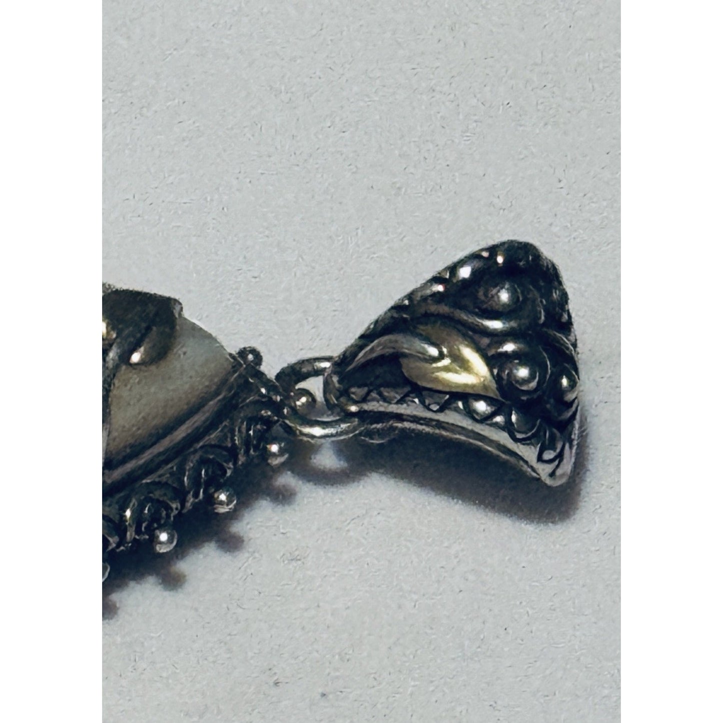 Vintage Barbara Bixby 925 18k Enhancer Or Pendant MOP Vine Leaf Mother of Pearl