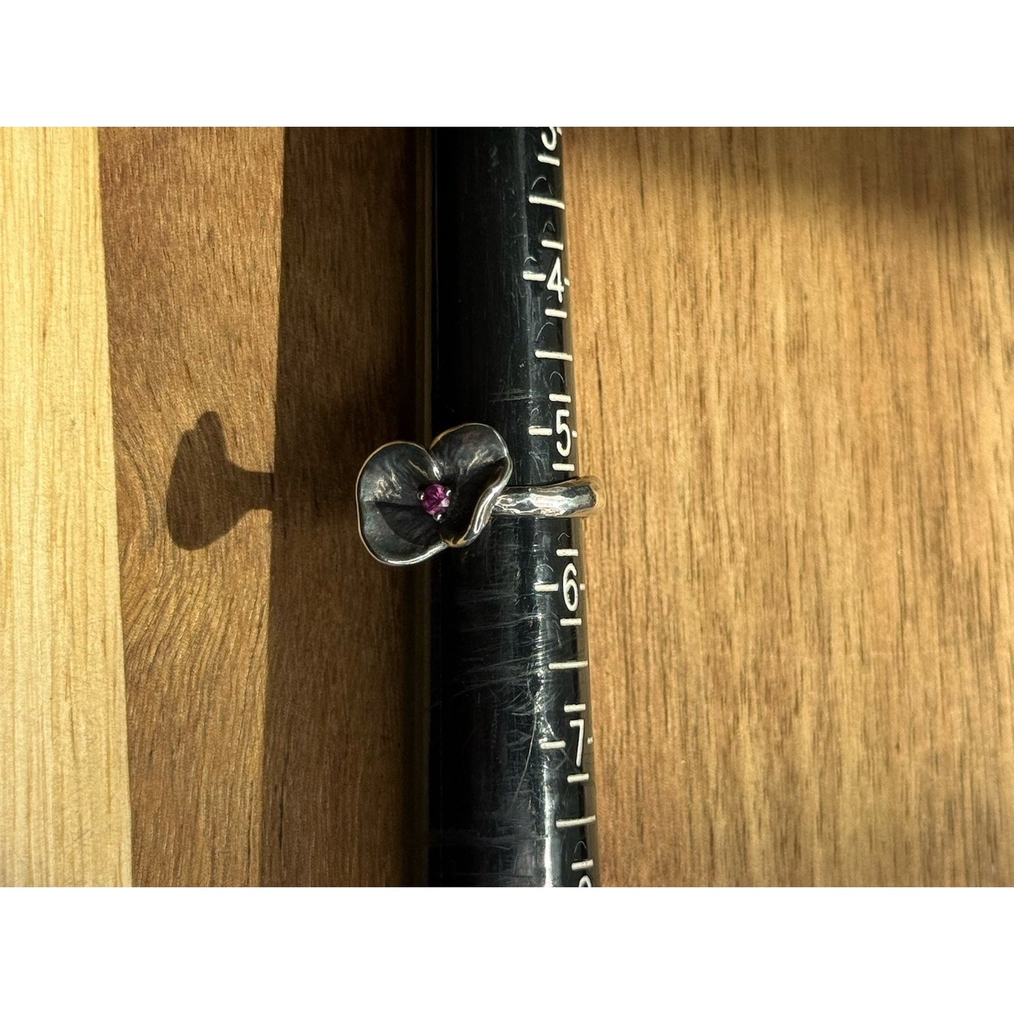 James Avery Retired Sterling Silver Petite Blossom Ring Pink Sapphire Size 5.5