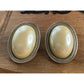 Vintage Faux Pearl Clip-On Earrings Silver Tone Large Oval Statement Earrings