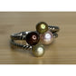 Sterling Silver 925 Multicolor Pearl 3 Row Rope Wrap Ring Size 7.5
