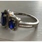 SAI Sterling Silver Blue Sapphire Blue 3 Stone Ring 925 Milgrain Setting Size 8