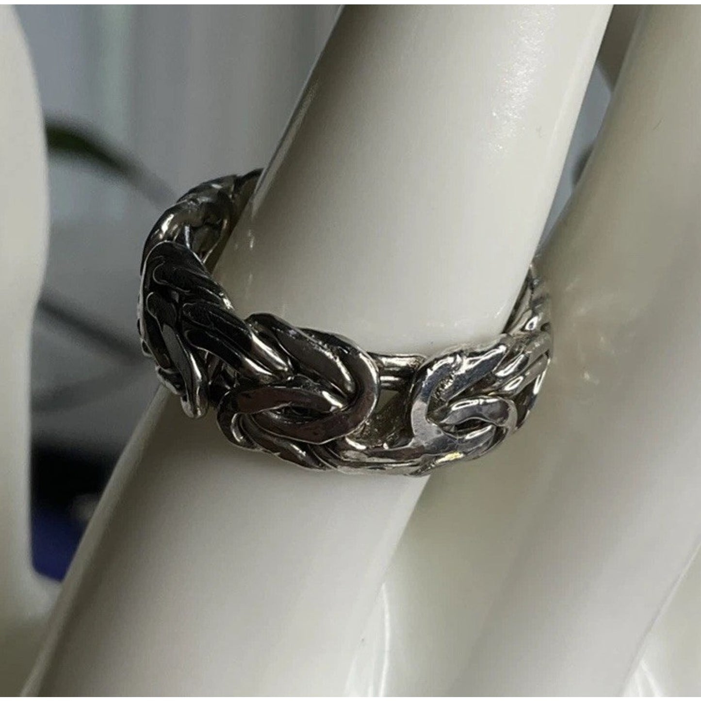 AK Turkey 925 Sterling Silver Byzantine Woven Band Ring Size 9.5 Unisex