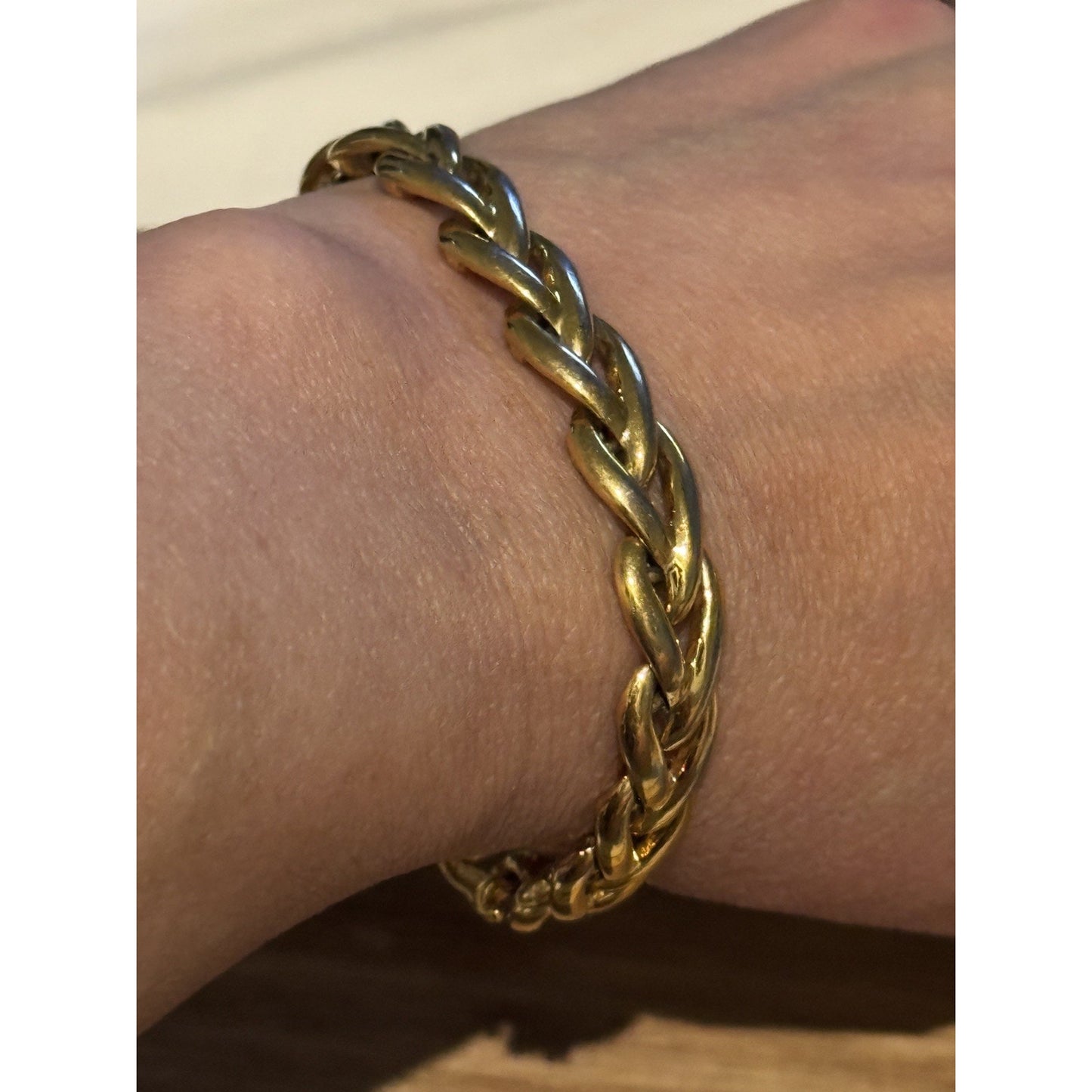 Napier Bracelet Vintage Gold Tone Woven Chain Links Chunky Classic 7.5”