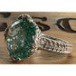 Judith Ripka Sterling Silver Green Spinel Gemstone Statement Ring Size 7.5