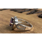Sterling Silver Purple Halo Ring S925 Vintage Style CZ Size 6.5