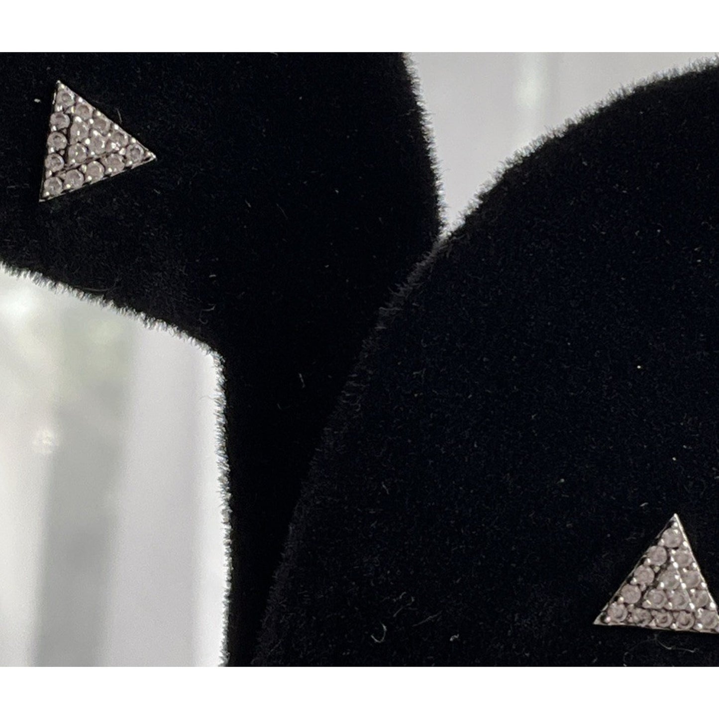 Vintage Sterling Silver Pave Triangle Stud Post 925 Earrings