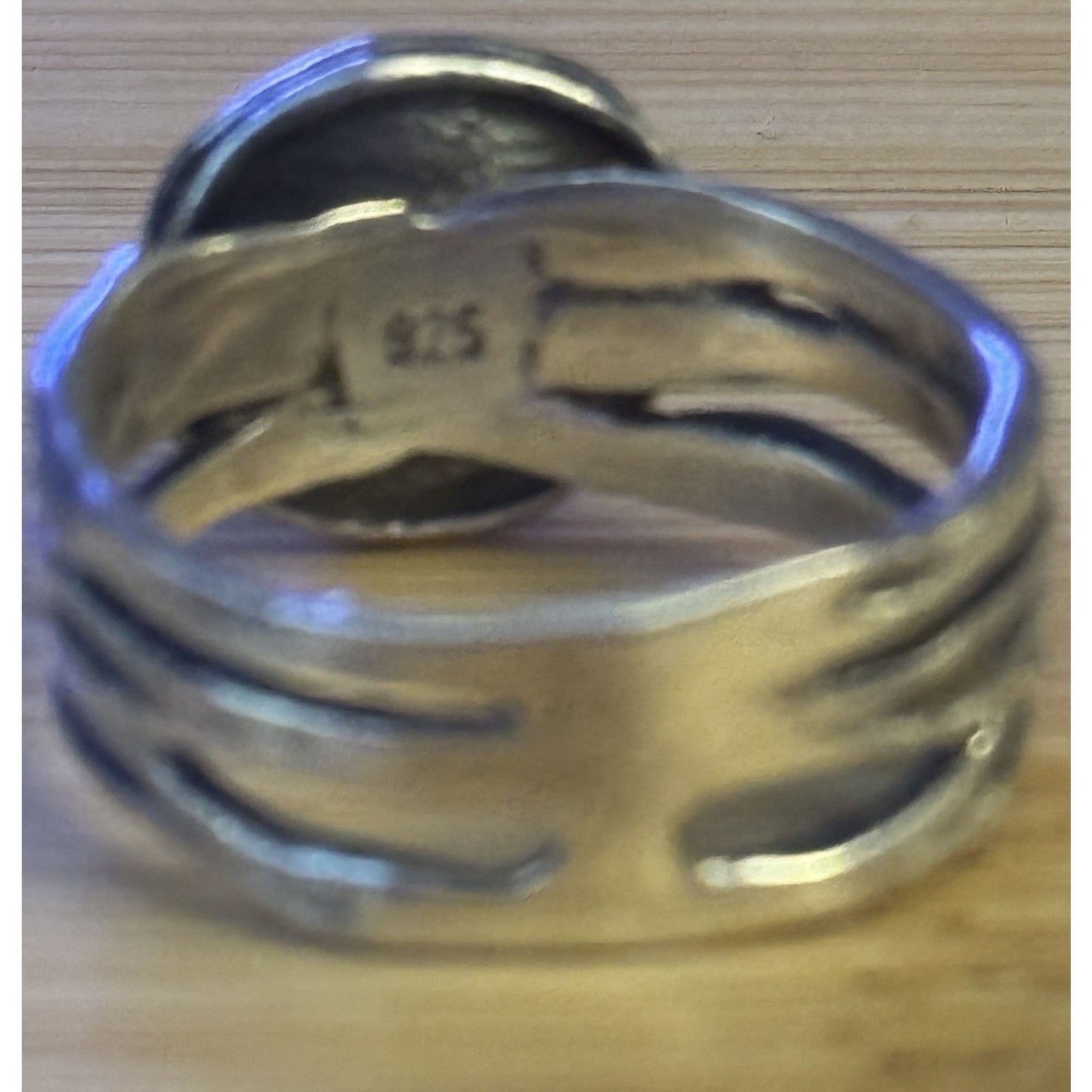 Vintage Genuine Dark Pearl Modernist Sterling Silver 925 Ring Size 8