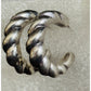 Vintage Sterling Silver 925 Ribbed Fluted Half Hoop Twisted Chunky Earrings