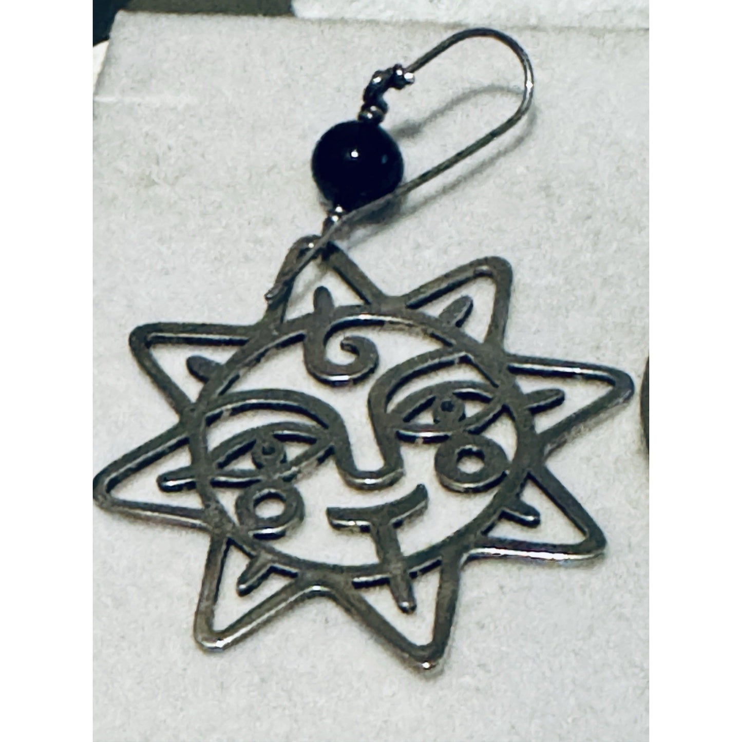 Retired RARE James Avery Sterling Celestial Sun & Moon Earrings Black Onyx 2.75”