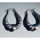 Vintage Sterling Silver 925 Sculpted Hoop Earrings Fluted Ribbed 1¼” 4g