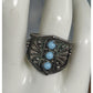 Vintage Tribal Sterling Silver 3 Stone Turquoise Saddle Ring Afghan Kuchi Sz 8
