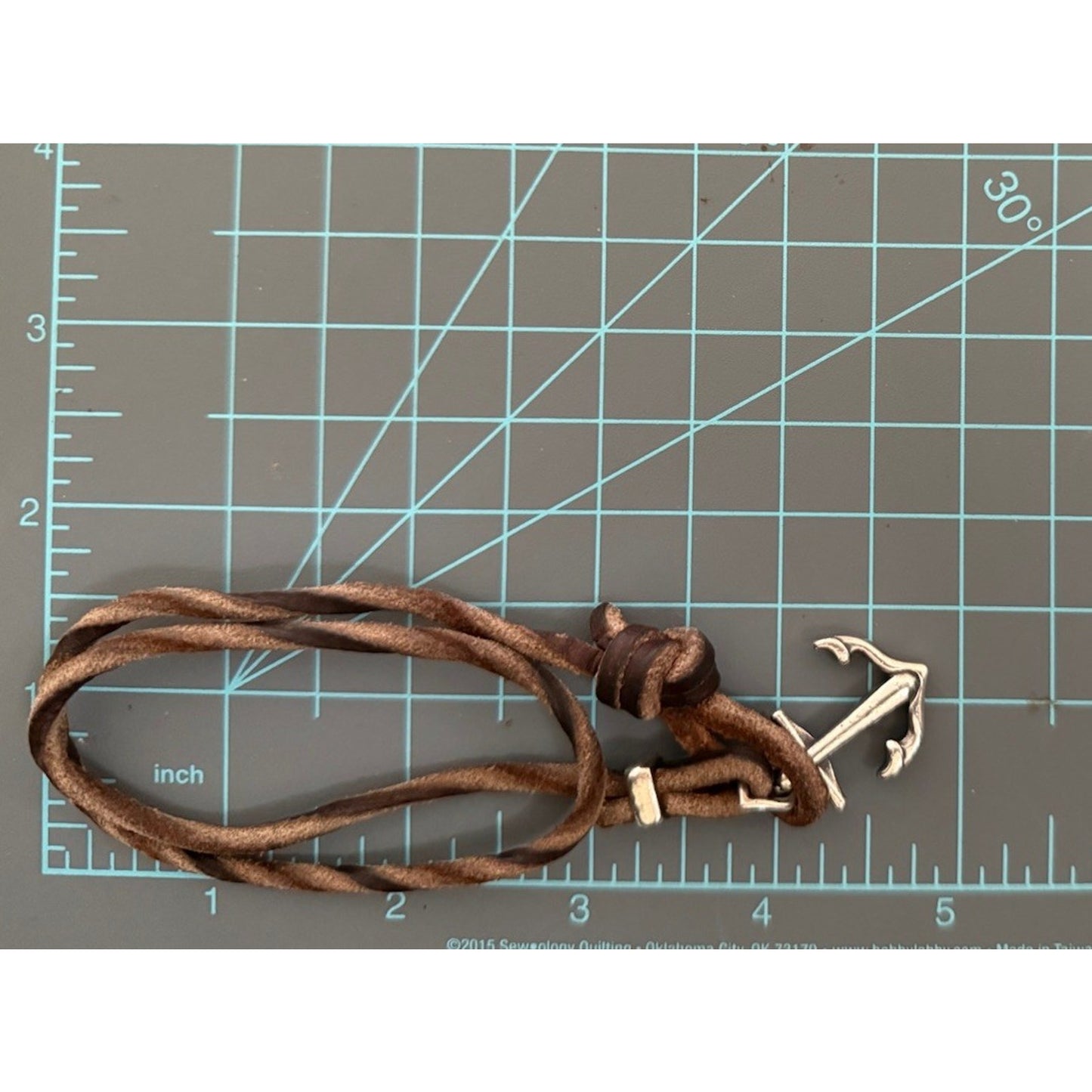 James Avery Retired Sterling Silver Anchor Hook Leather 3” Bracelet Pre-Owned