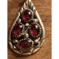 Vintage Sterling Silver Red Garnet Style Teardrop Cluster Pendant