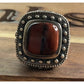 Sterling Silver Carnelian Cabochon Statement Ring India 925 Ring Size 6