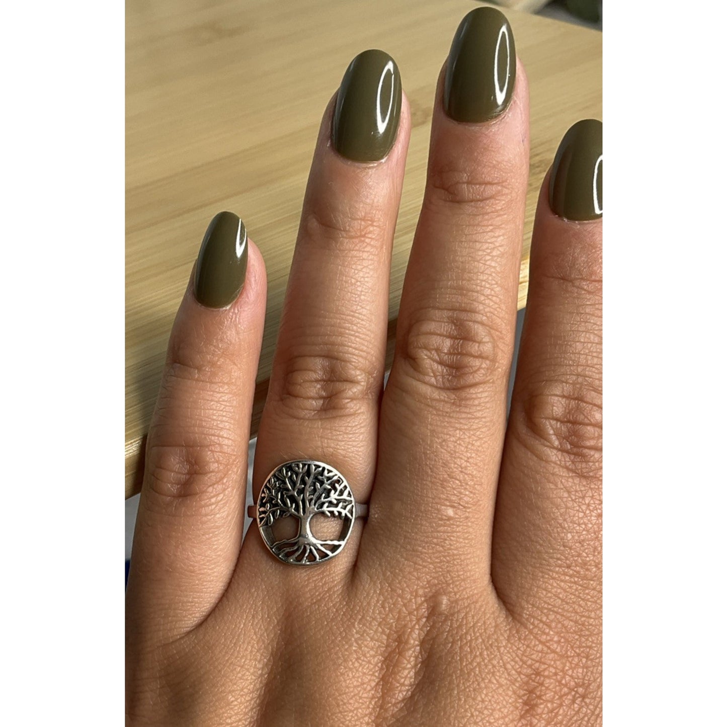 Sterling Silver Tree of Life Ring Size 8 Round Openwork 925 Nature Celtic