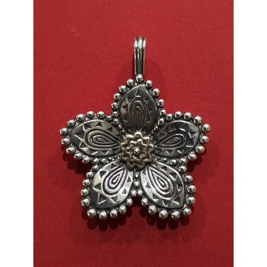 James Avery Retired Sterling Silver And Bronze Beaded Festive Flower Pendant Pre-Owned